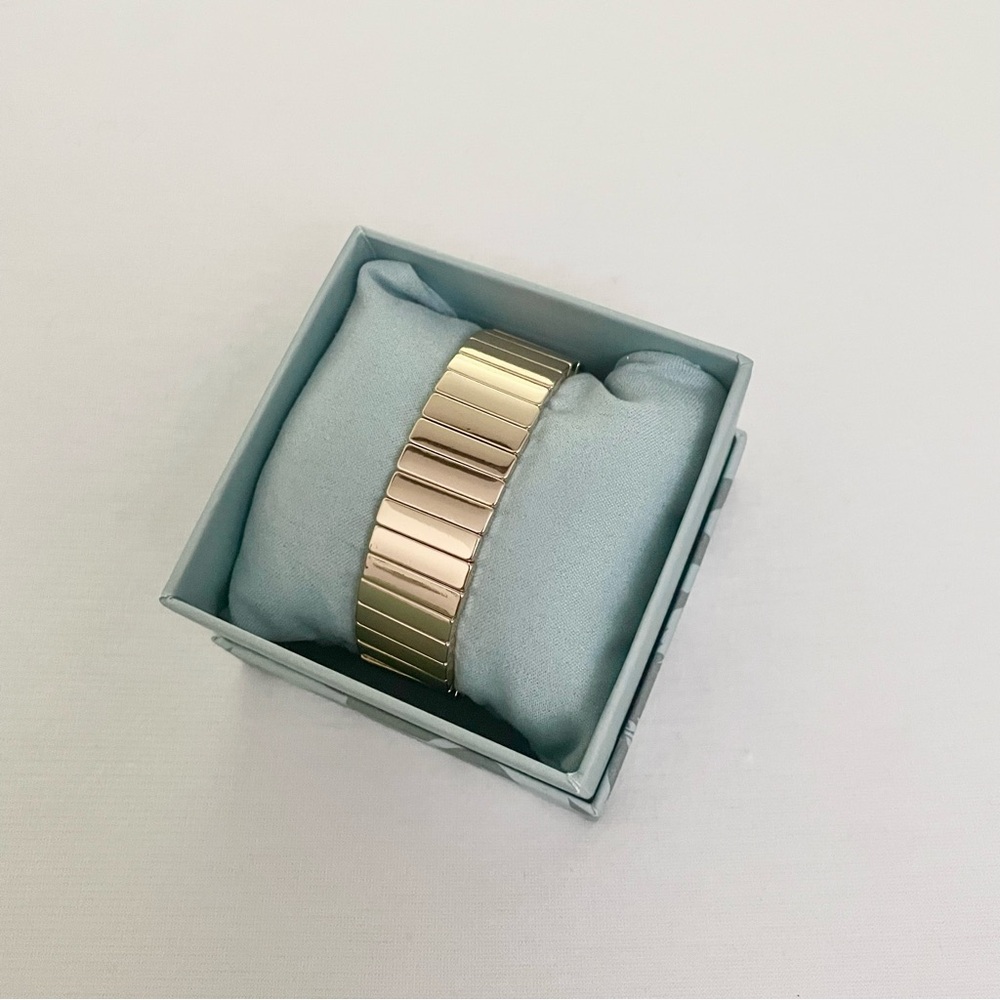 House of Harlow 1960 NIB Gold-Toned Rectangular Link Chain Stretchy Bangle - Picture 3 of 5